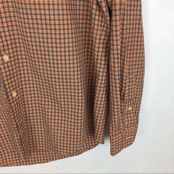 Ralph Lauren Orange Navy Plaid Button Down Shirt Men's 16 1/2 L - Picture 7 of 8